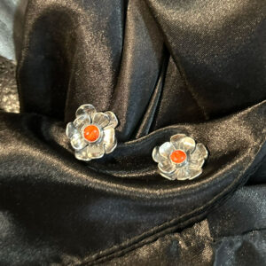 Orange Spiny Flower Earrings